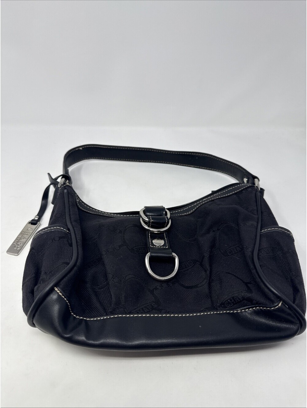 Chaps Black Handbag RN# 108833 Canvas/Leather - Picture 2 of 5